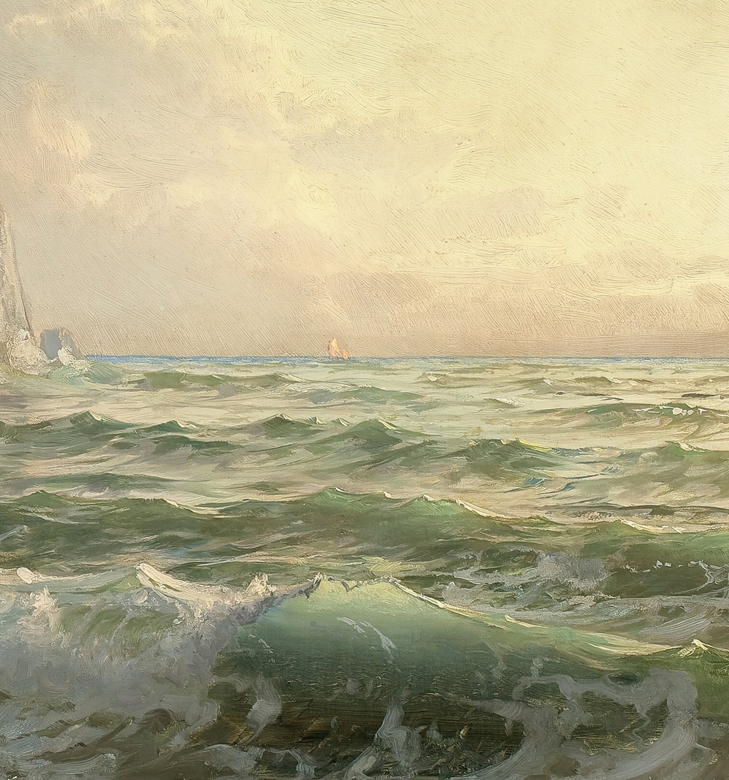 Rocky Cliff in Stormy Sea