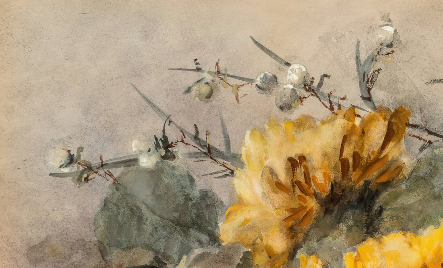 Spray of Sunflowers on a Stone Ledge