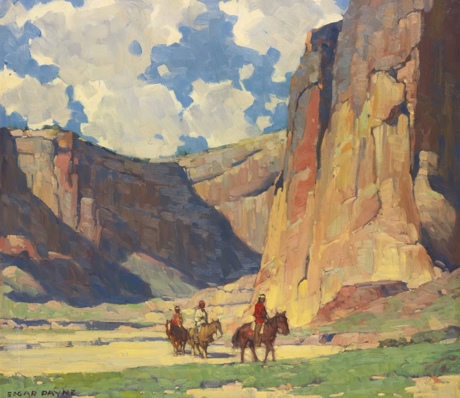Indians Riding Through the Canyon de Chelly