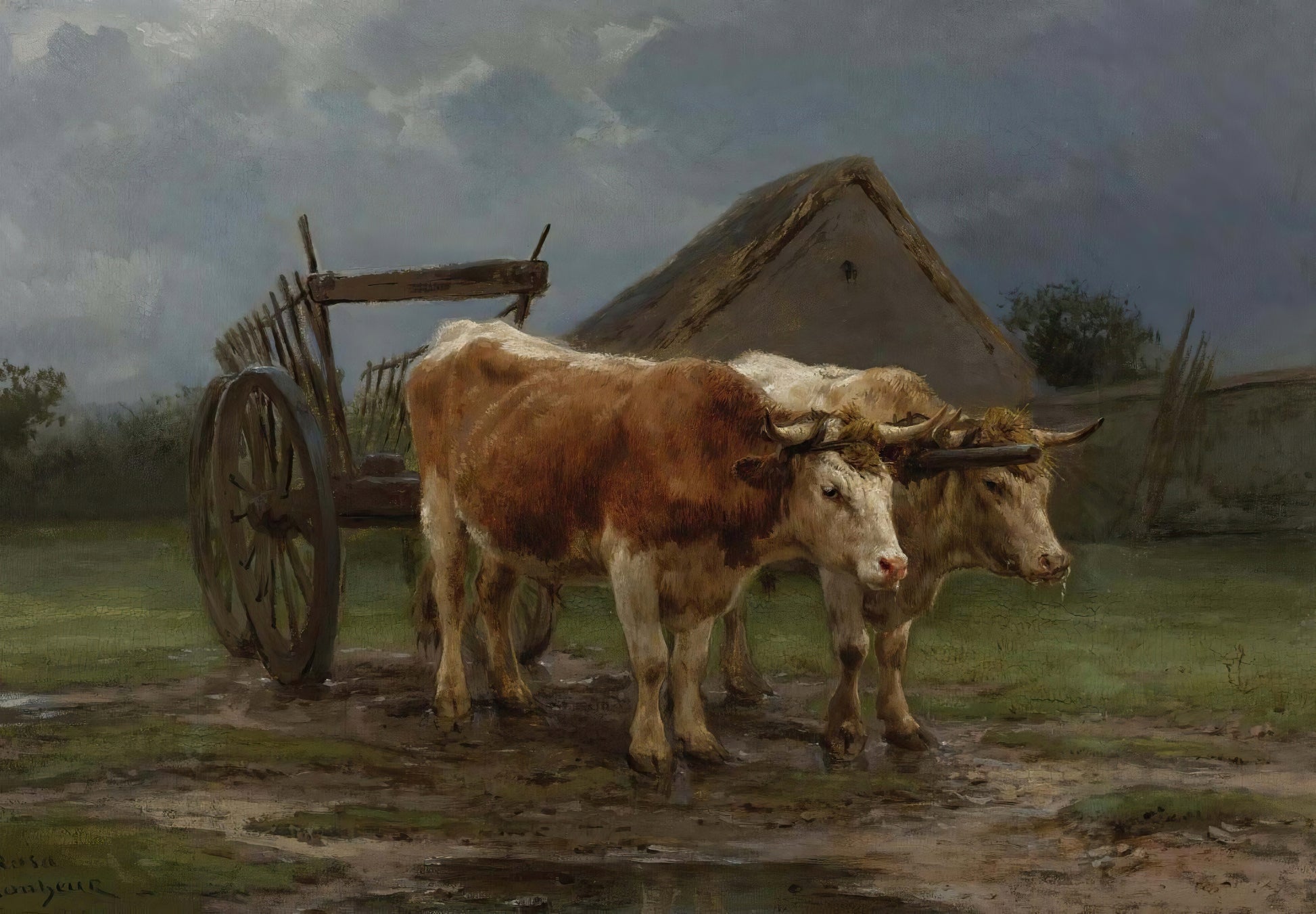 Oxen Pulling a Cart