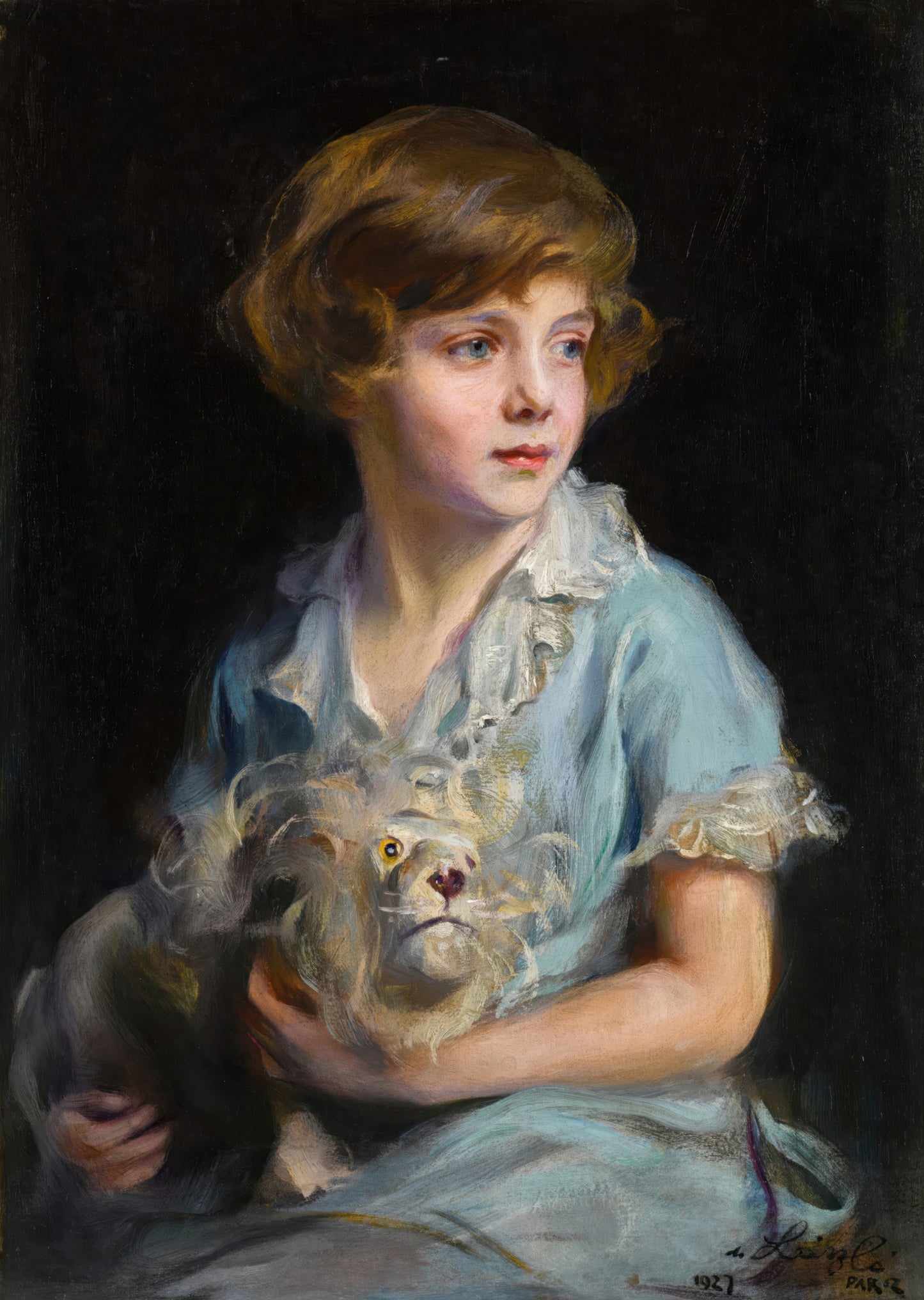 Portrait of a Child with Stuffed Lion