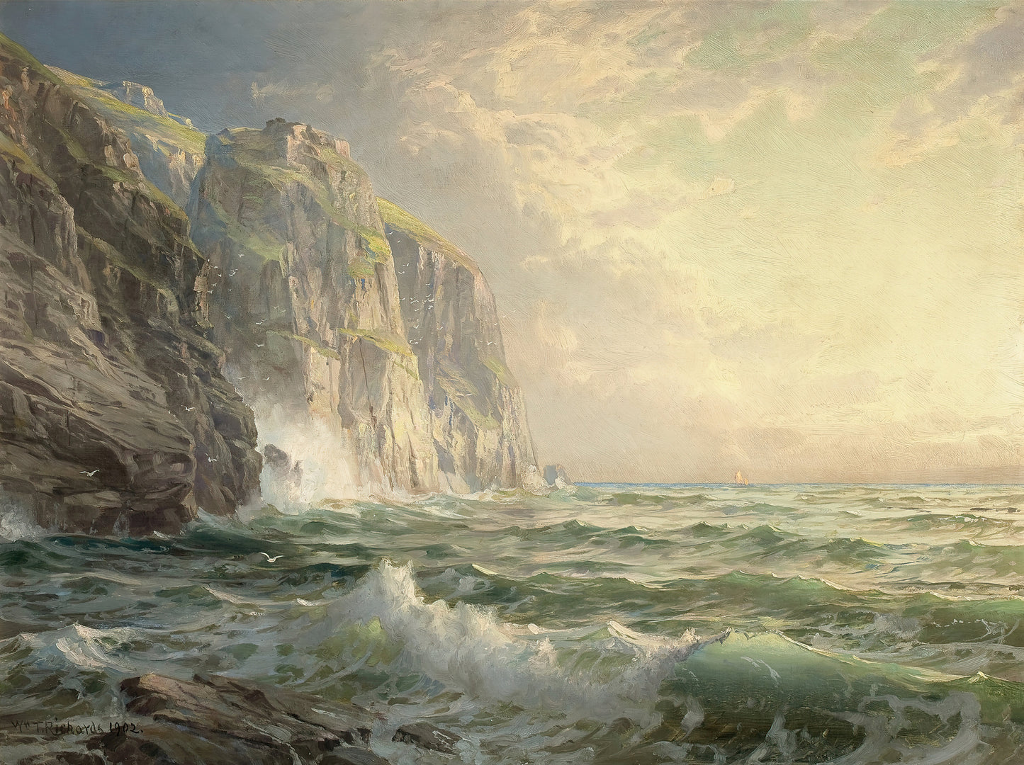 Rocky Cliff in Stormy Sea