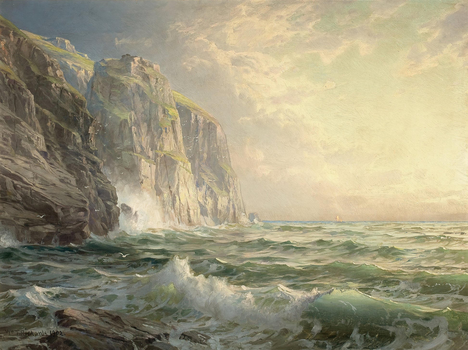Rocky Cliff in Stormy Sea