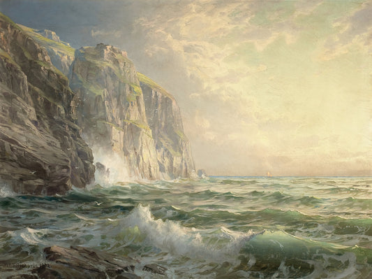 Rocky Cliff in Stormy Sea