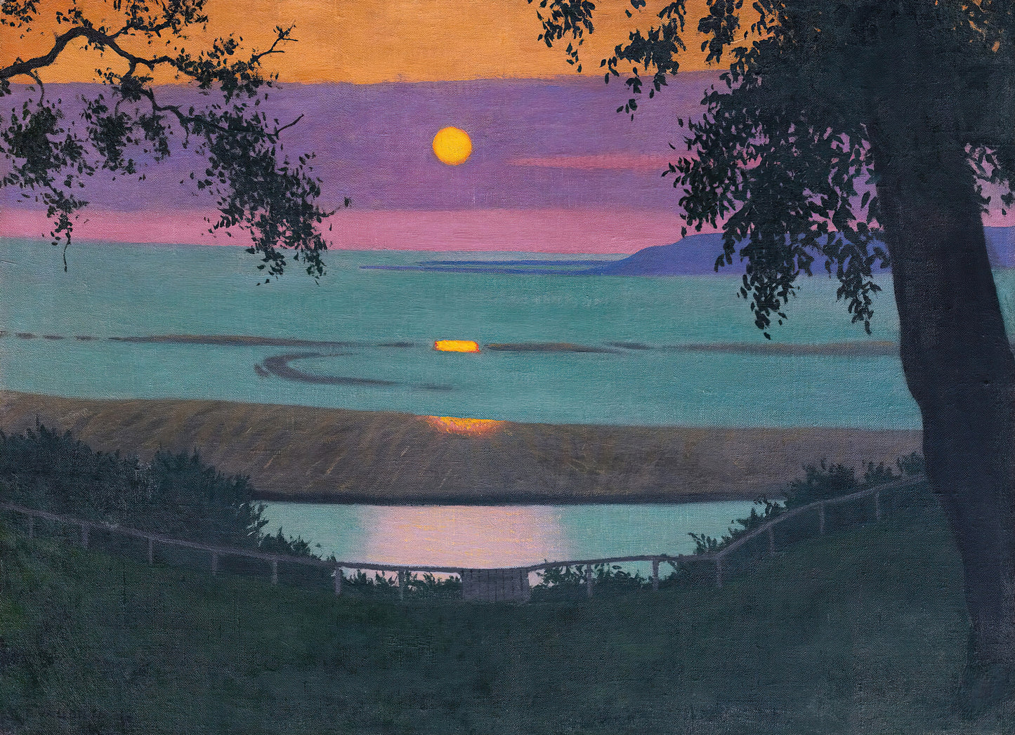 Sunset at Grasse, Orange and Violet Sky