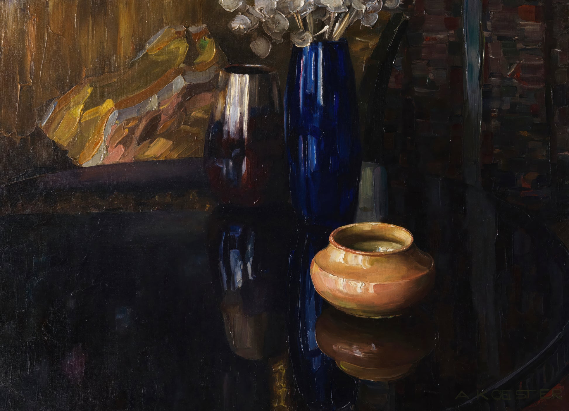 Vase Still Life on Mahogany Table
