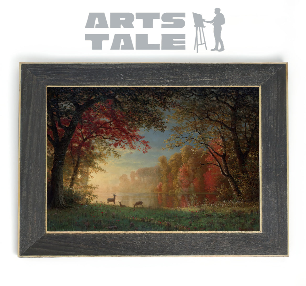 Indian Sunset, Dear by a Lake