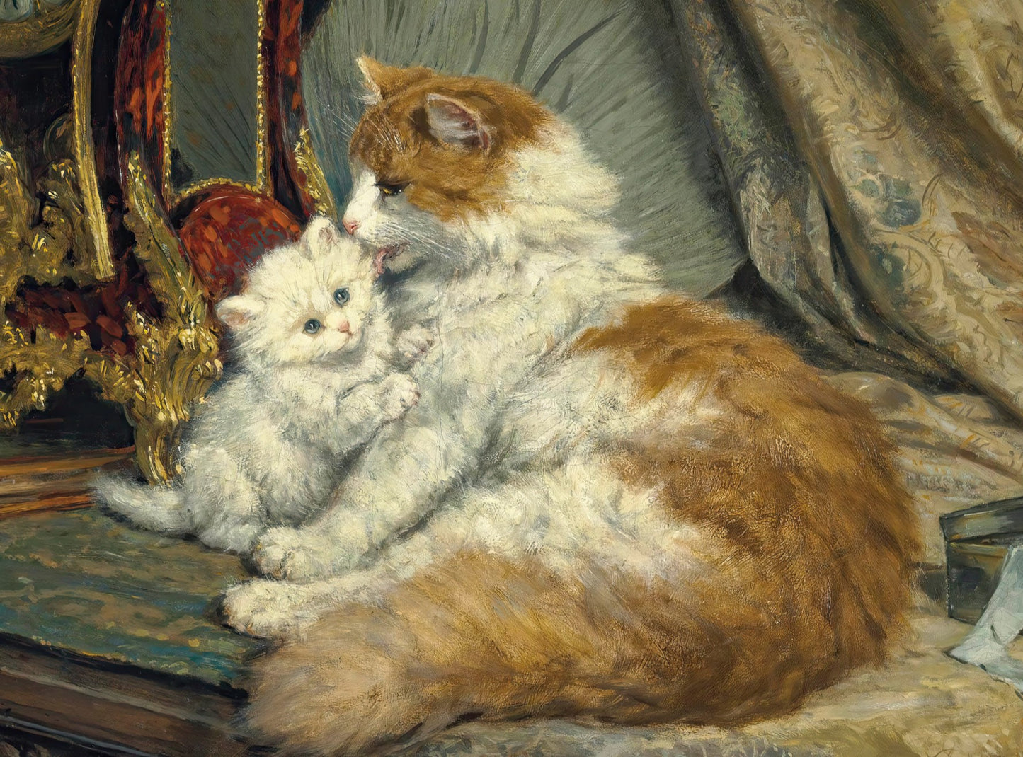 A Mother Cat and Her Kitten