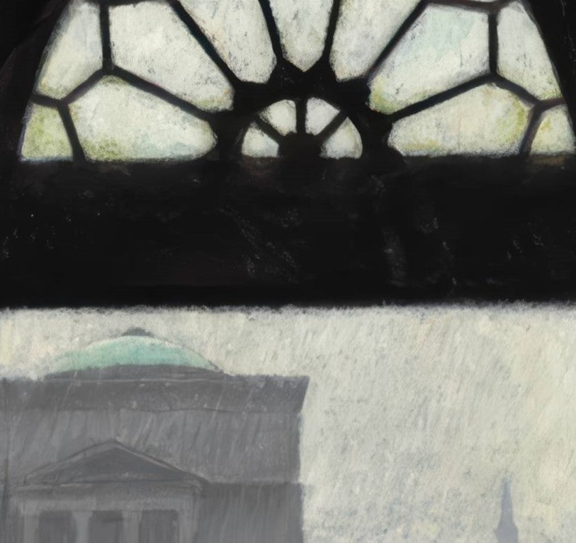 View from Ved Stranden in Copenhagen with Two Women Sheltering from the Rain