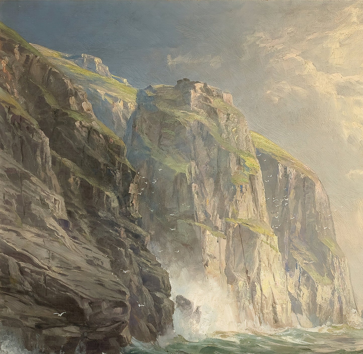 Rocky Cliff in Stormy Sea