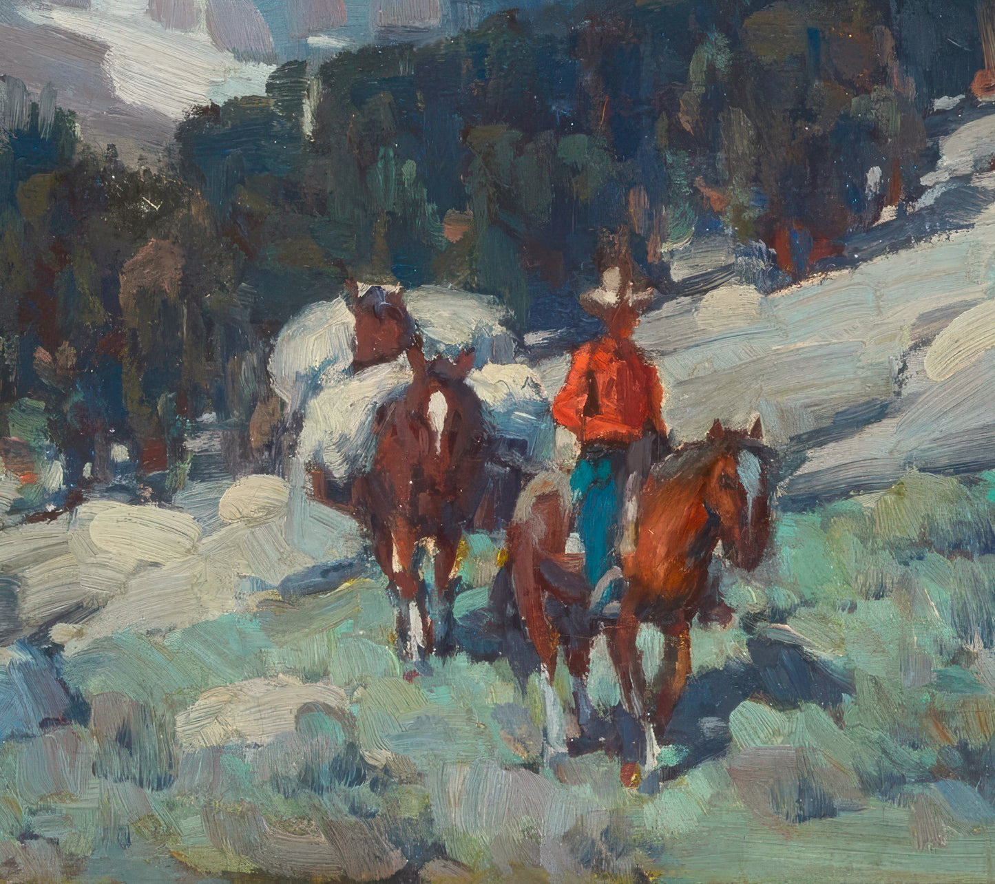 Rider on Horseback with Packed Mules