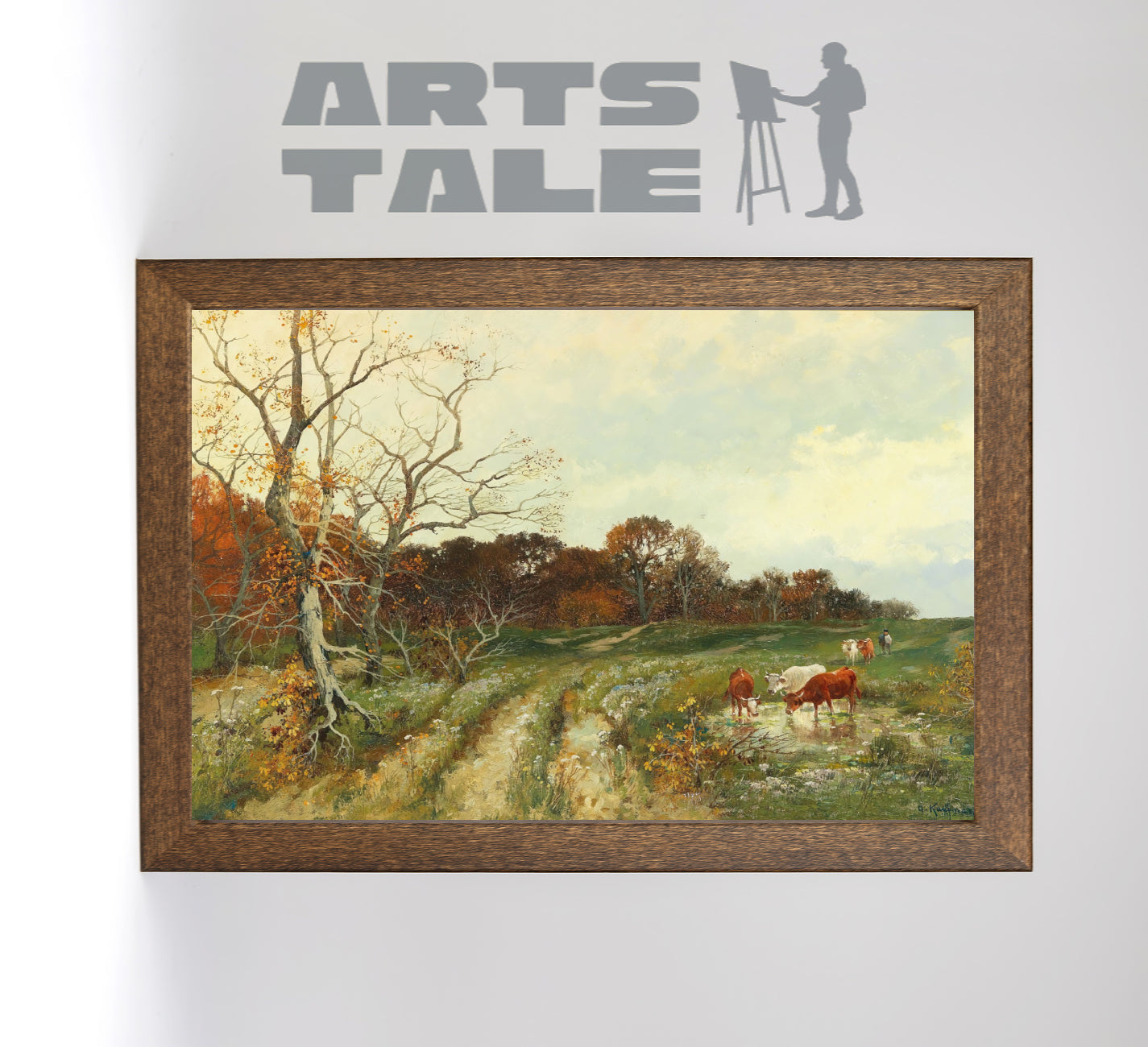 Autumn Landscape with Grazing Cows