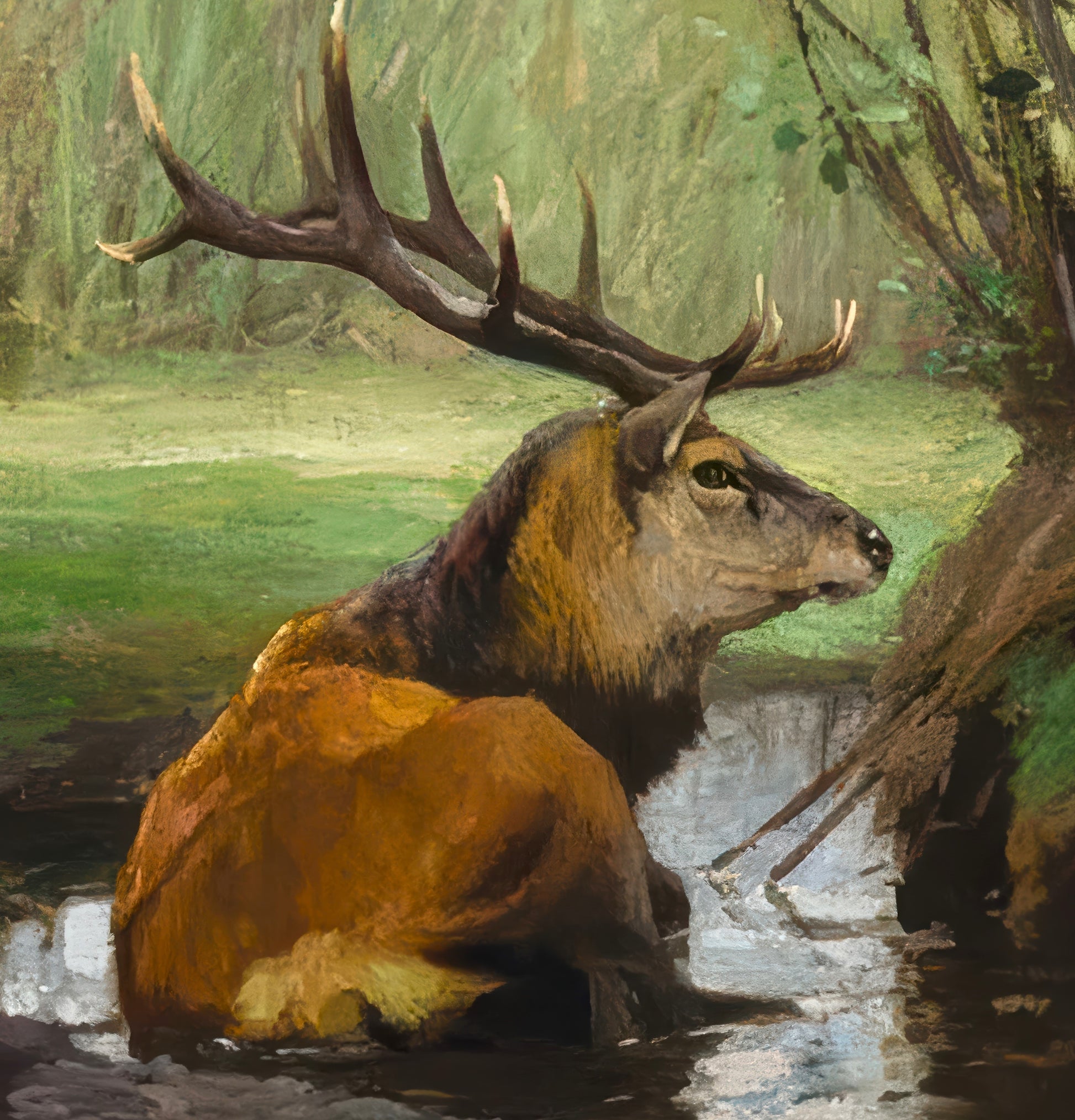 Deer in the Stream