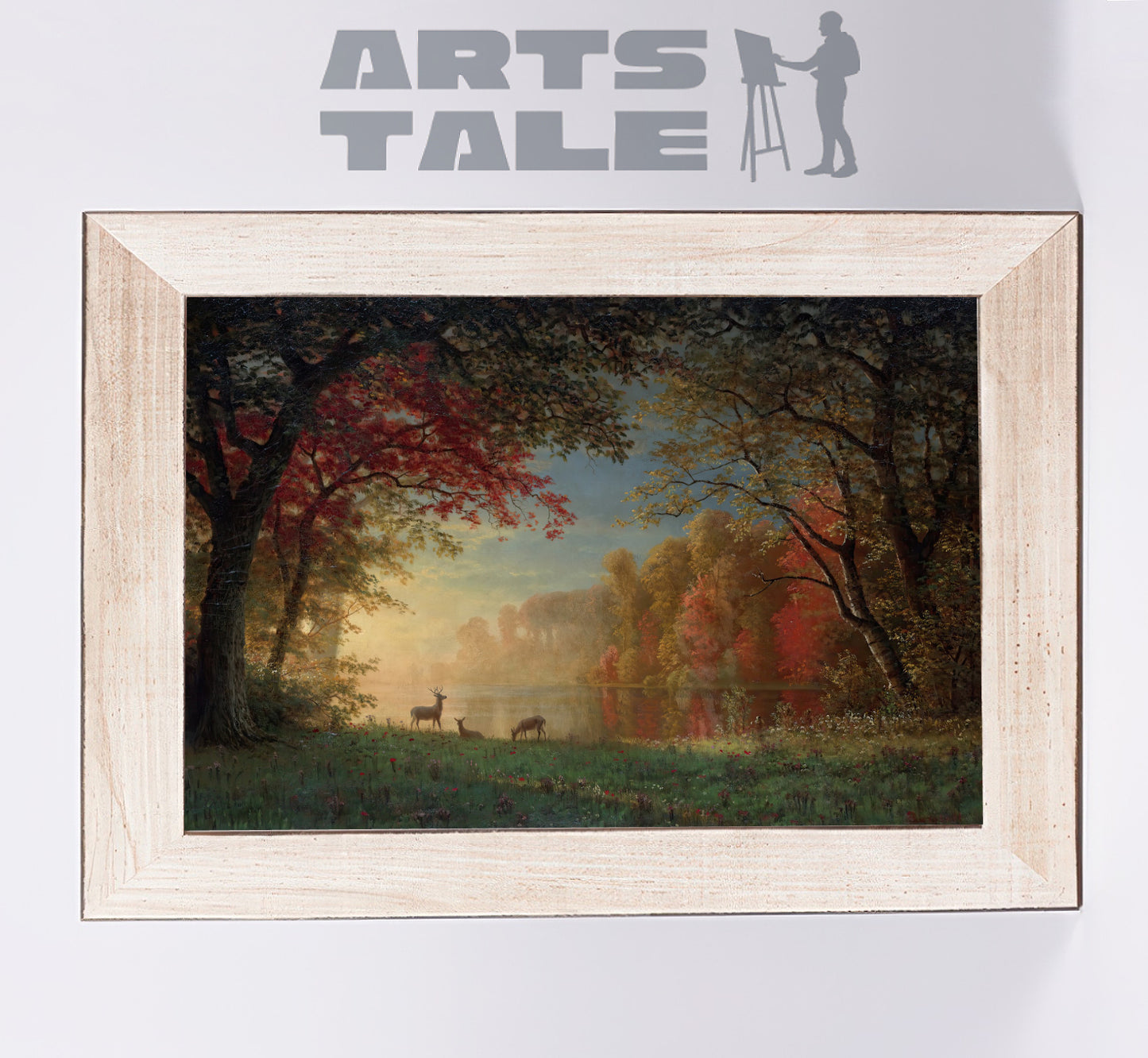 Indian Sunset, Dear by a Lake