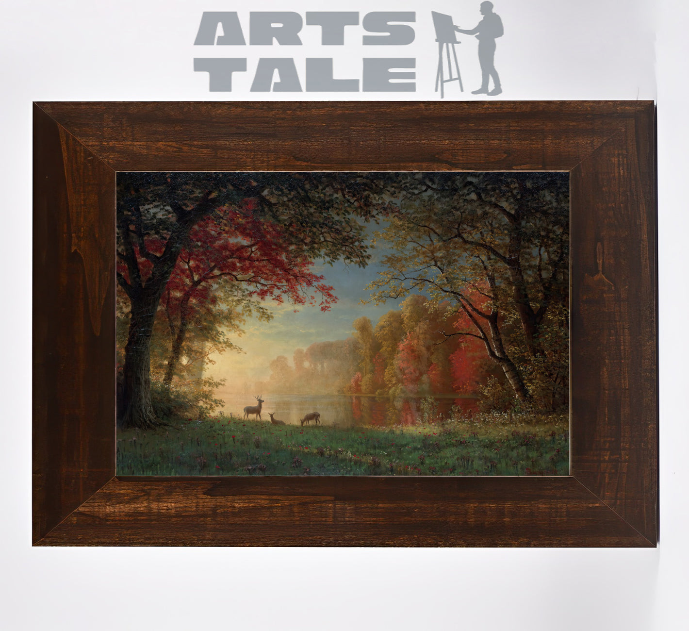 Indian Sunset, Dear by a Lake