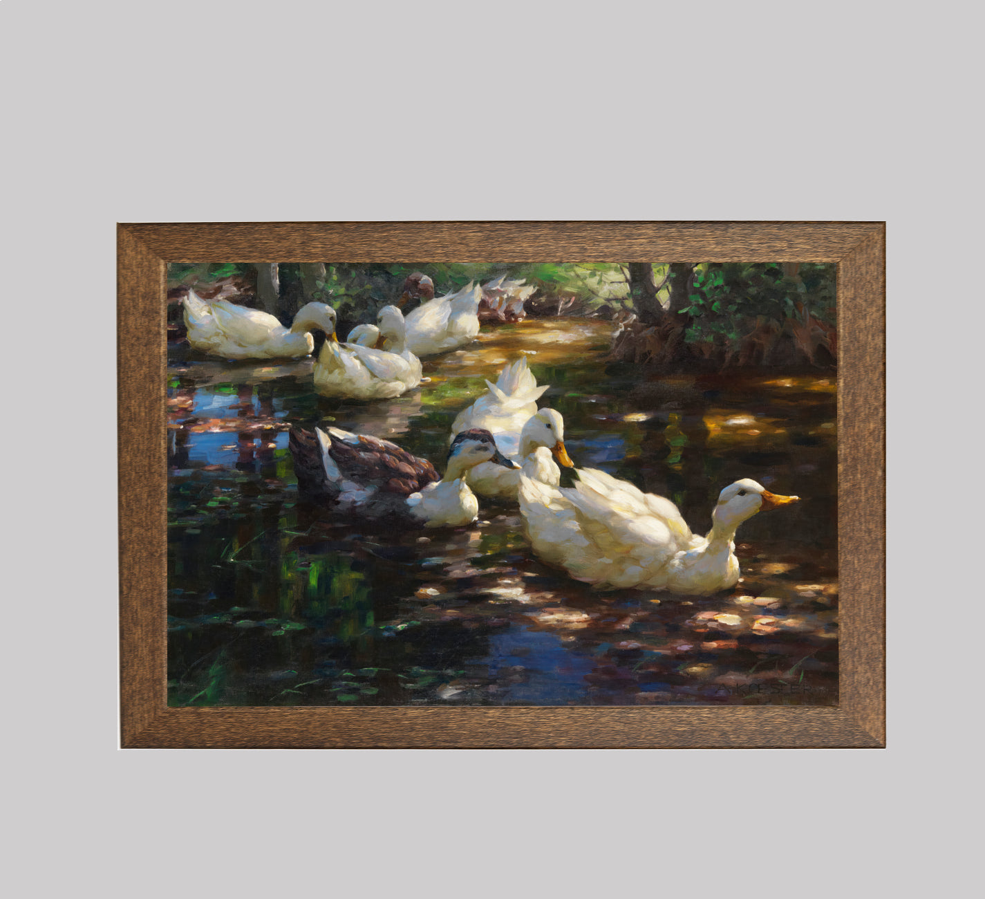 Seven Ducks in a Shady Pond