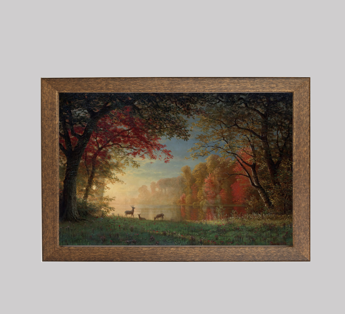 Indian Sunset, Dear by a Lake