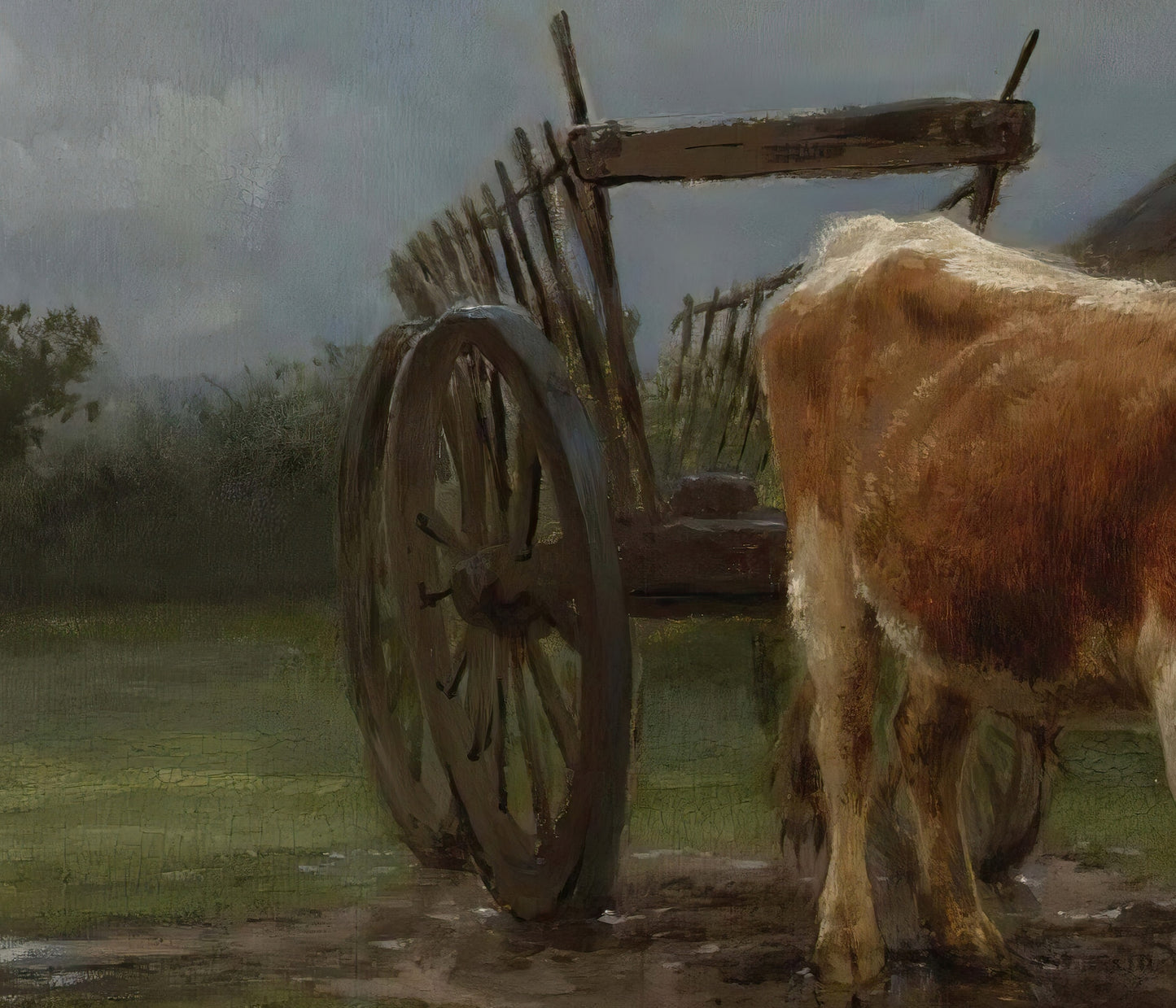 Oxen Pulling a Cart