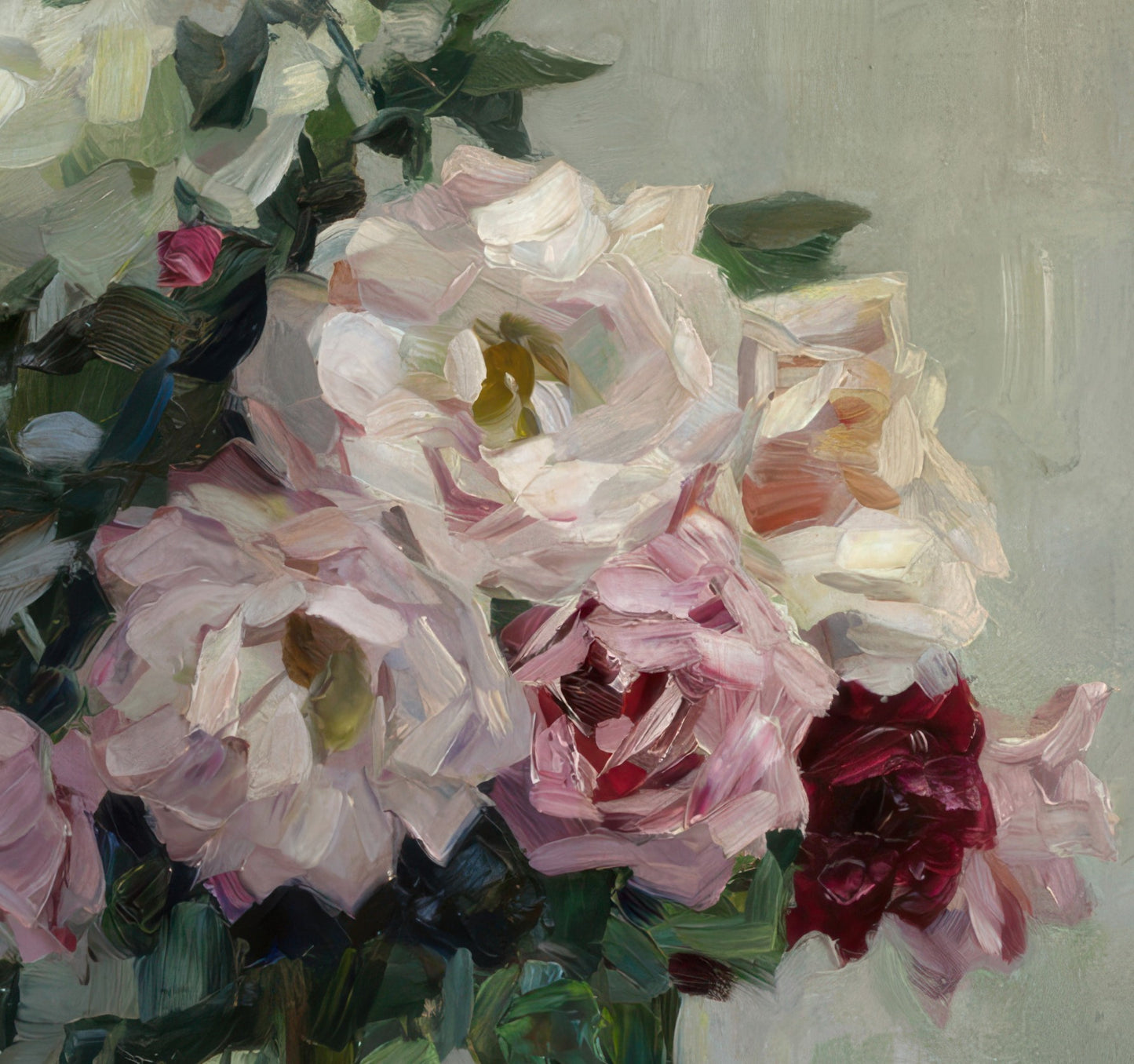 Red and White Roses in a Vase