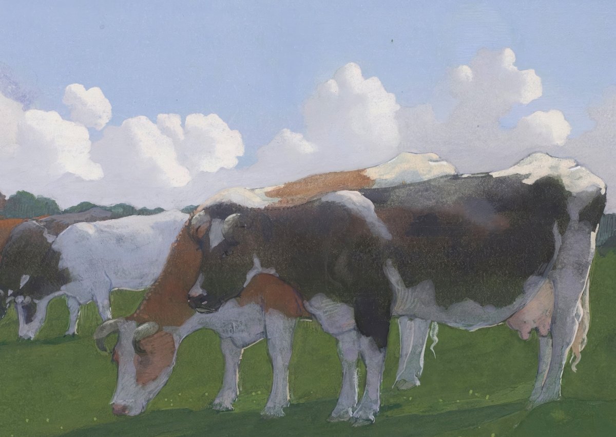 Grazing Cows in a Meadow