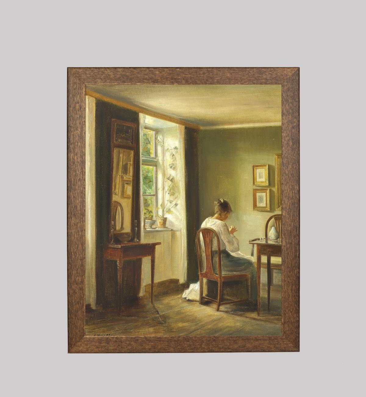 Interior with Woman Sewing by the Window