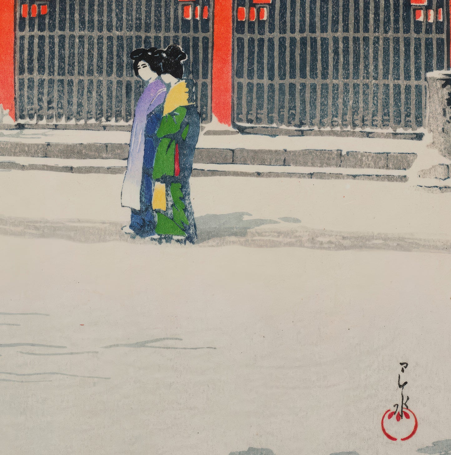 Snow at Asakusa Temple