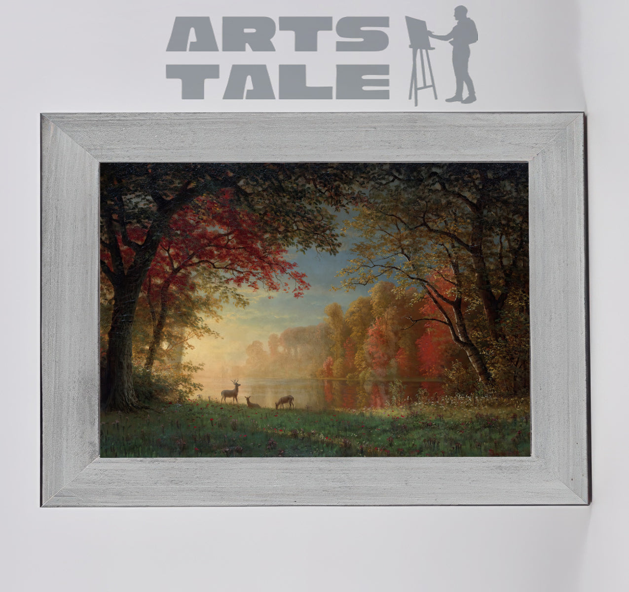 Indian Sunset, Dear by a Lake