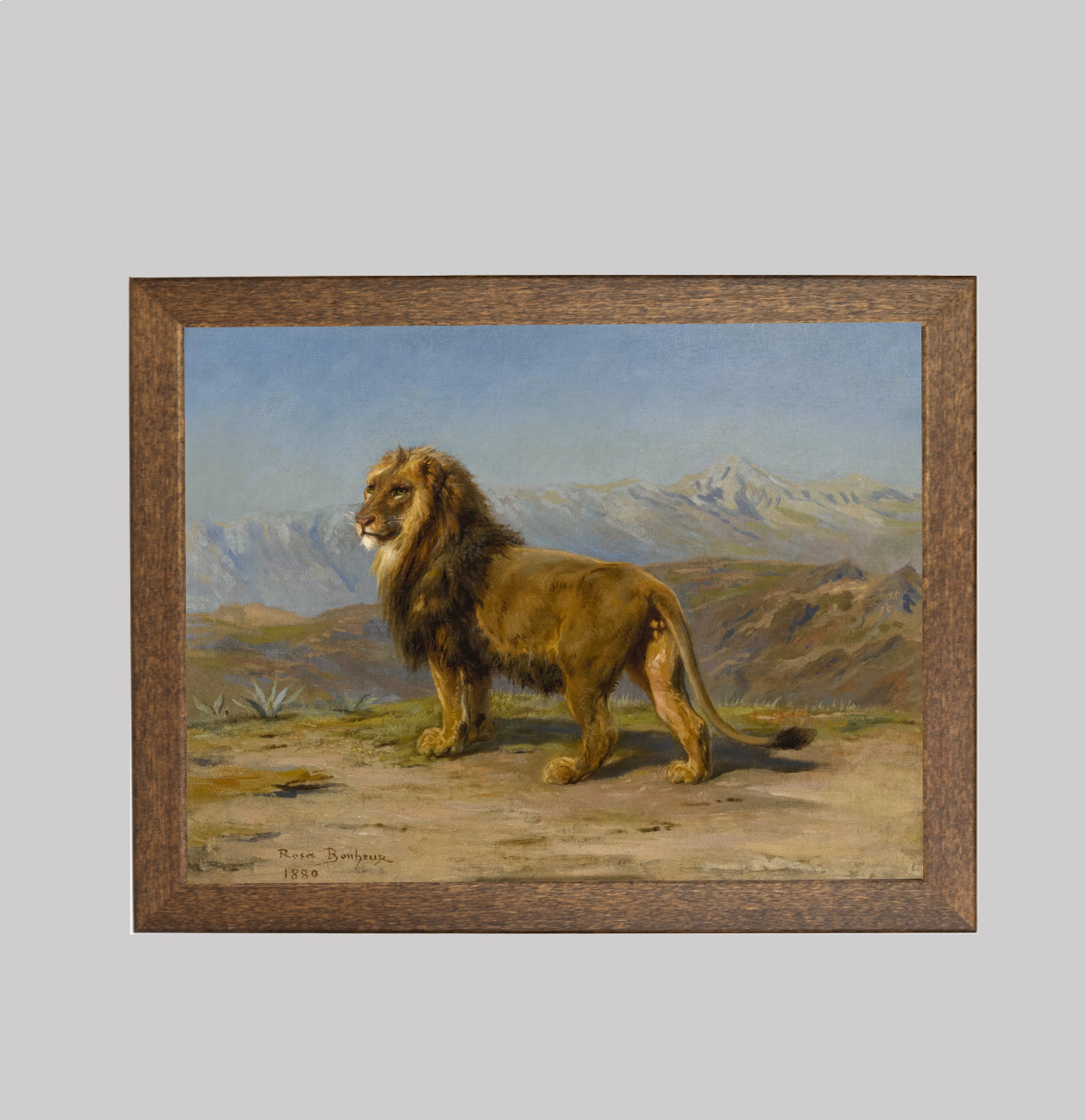 Lion in a Mountainous Landscape