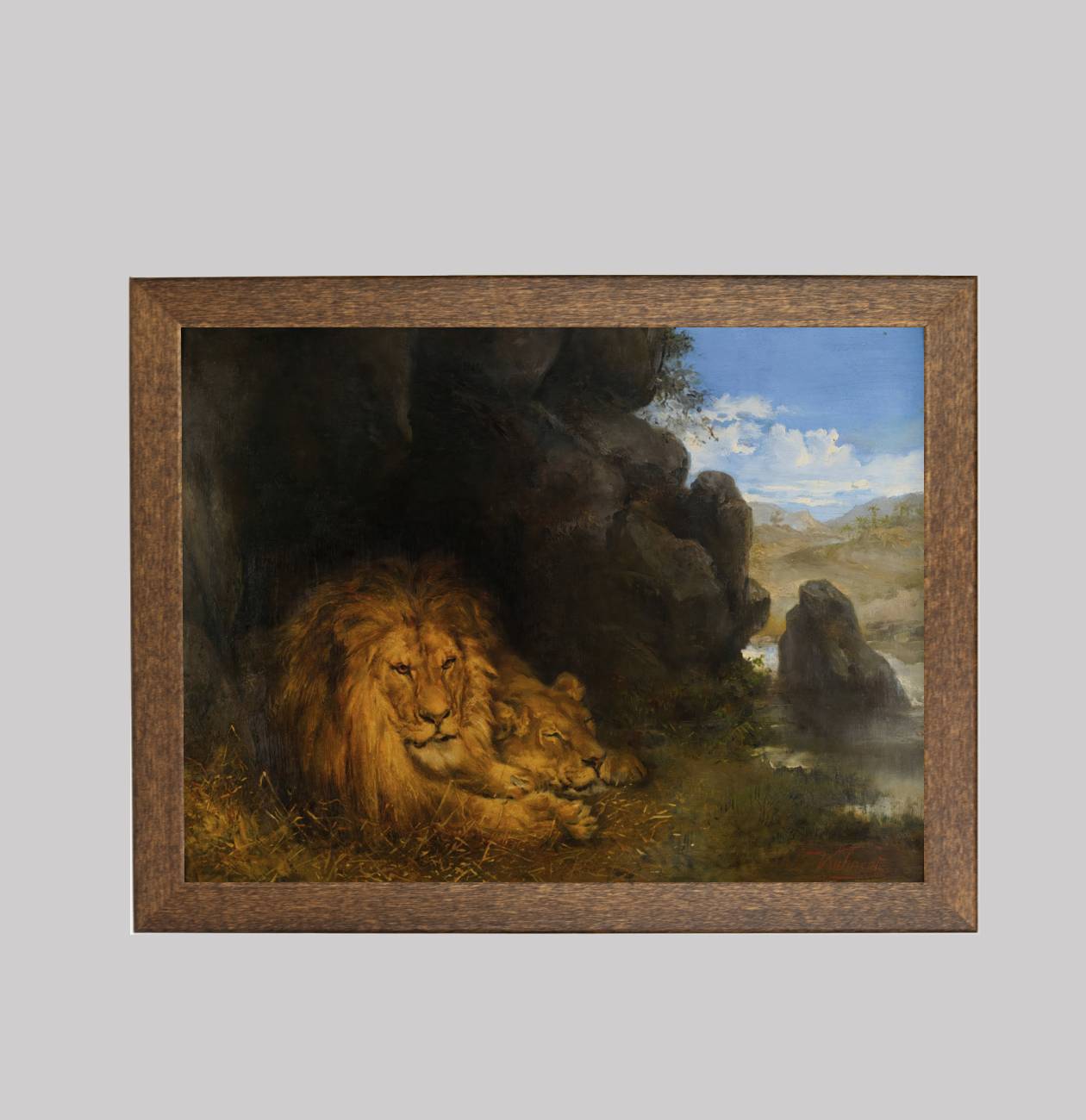 Two Lions in a Cave