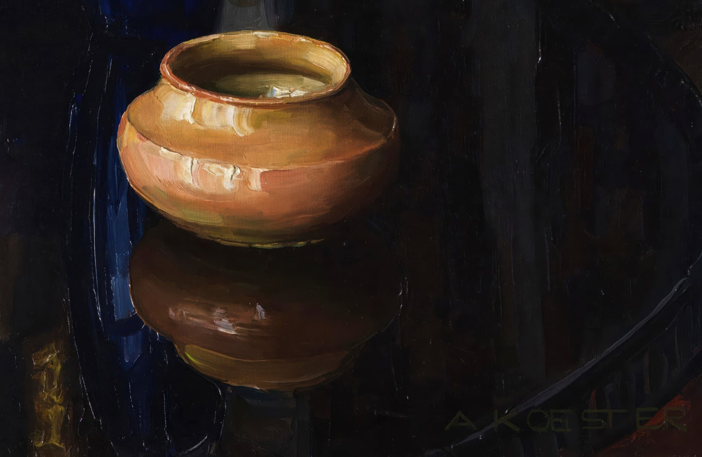 Vase Still Life on Mahogany Table