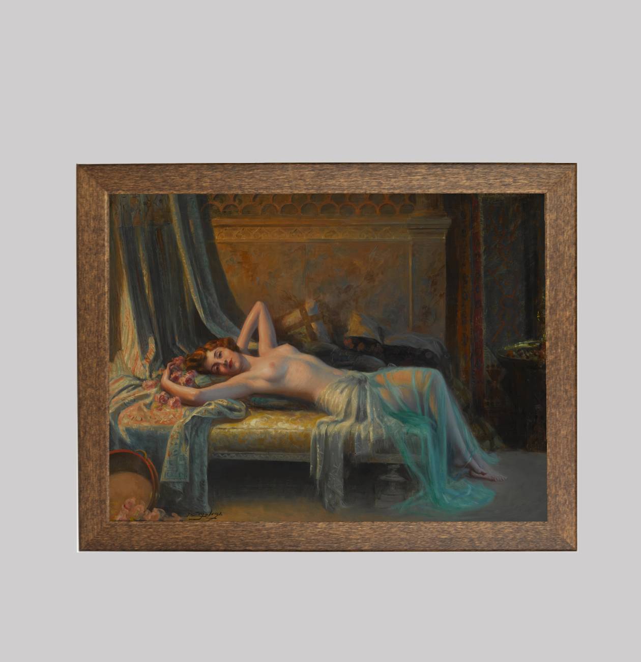 Reclining Nude with a Bouquet of Roses