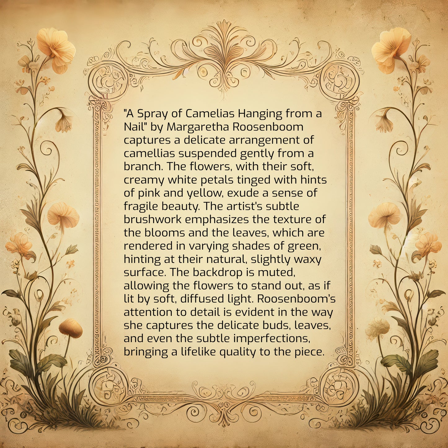 A Spray of Camelias Hanging from a Nail