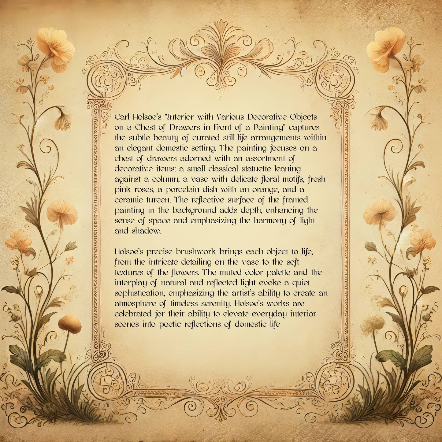 Interior with Various Decorative Objects on a Chest of Drawers in Front of a Painting