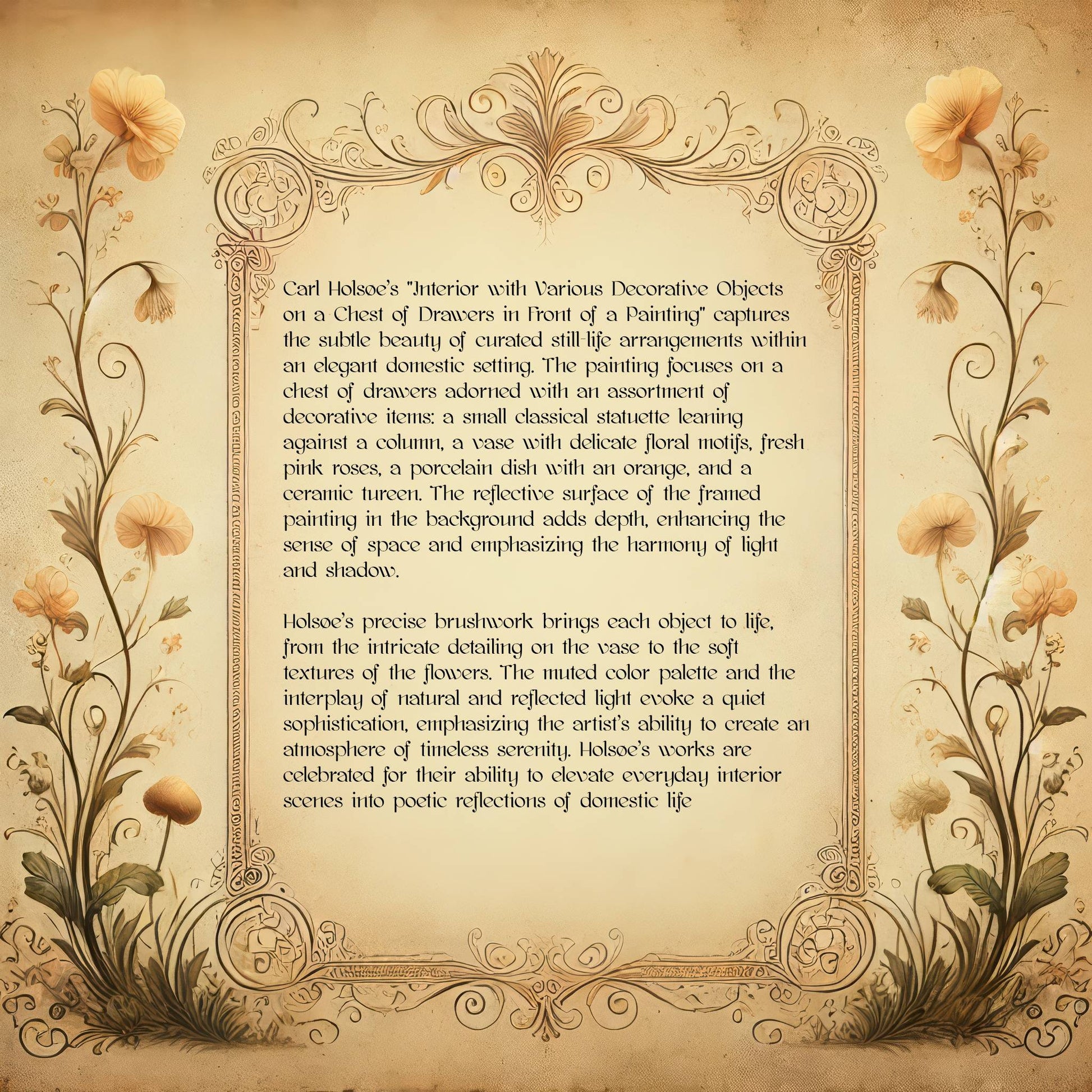 Interior with Various Decorative Objects on a Chest of Drawers in Front of a Painting