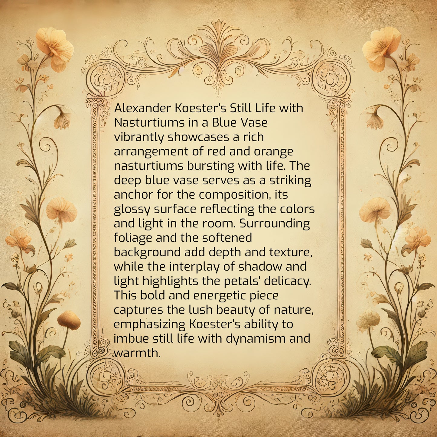 Still Life with Nasturtiums in a Blue Vase