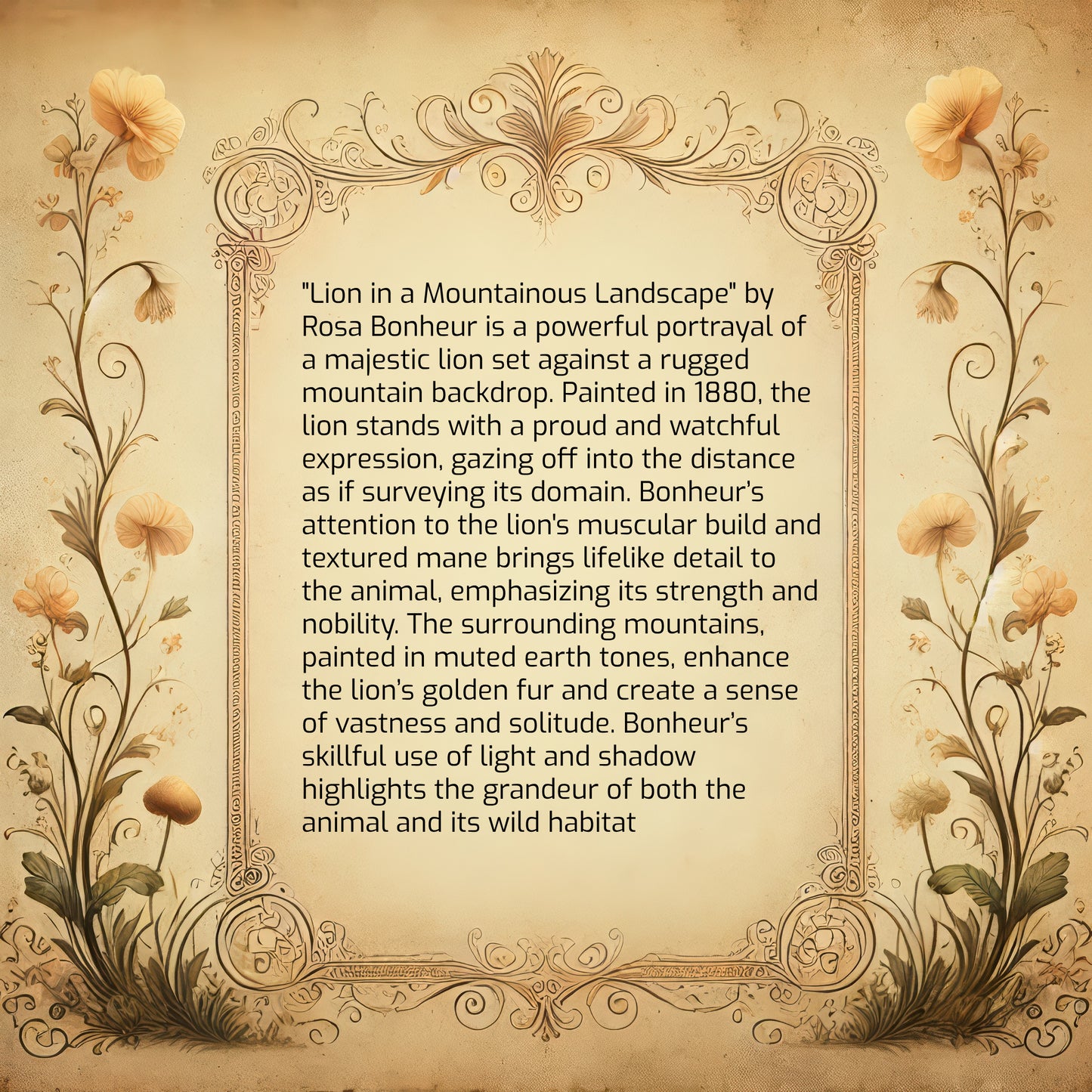 Lion in a Mountainous Landscape