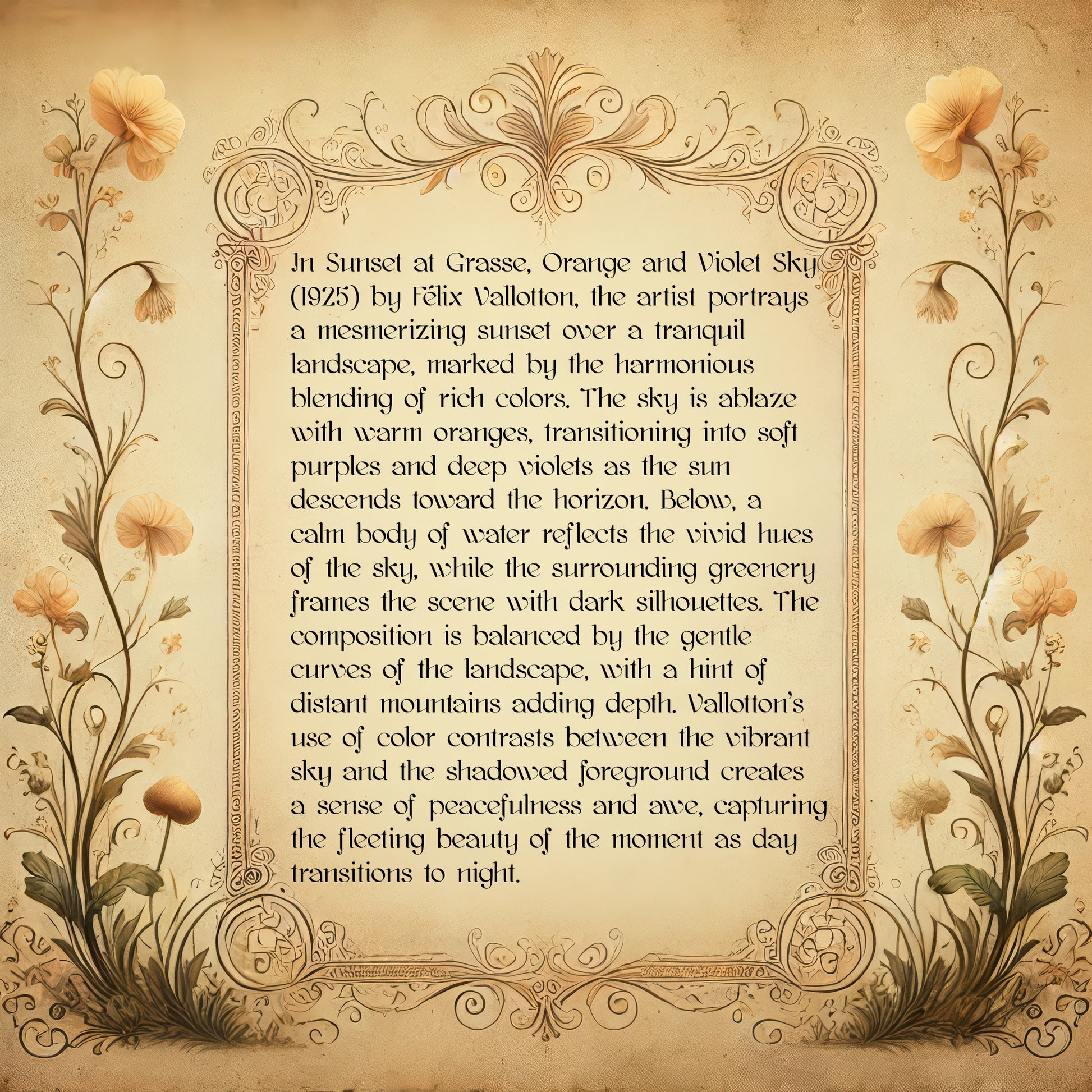 Sunset at Grasse, Orange and Violet Sky