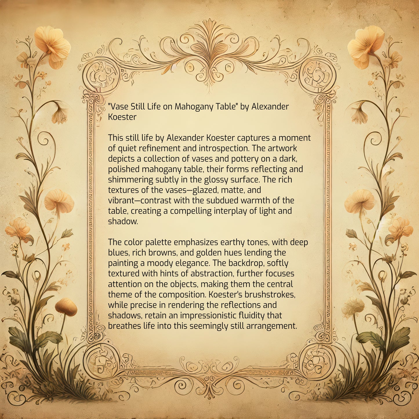 Vase Still Life on Mahogany Table