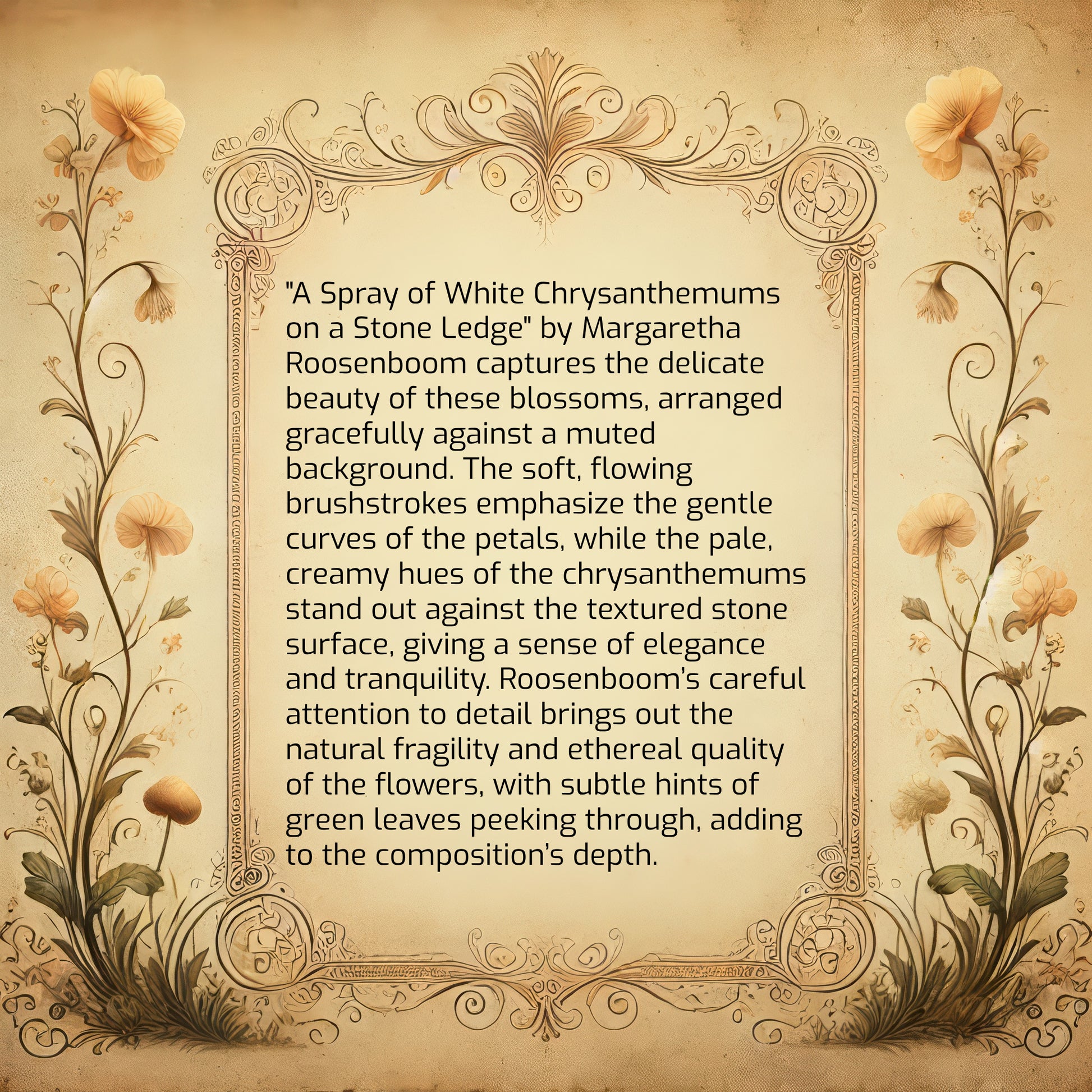 A Spray of White Chrysanthemums on a Stone Ledge