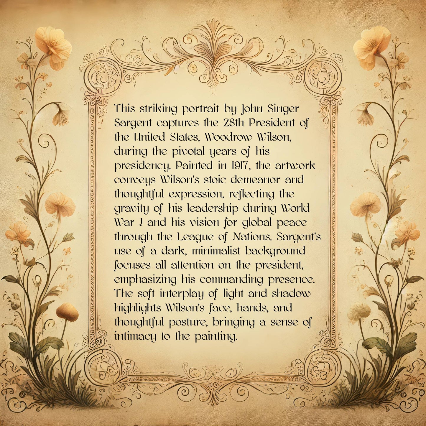 Portrait of Woodrow Wilson, American President