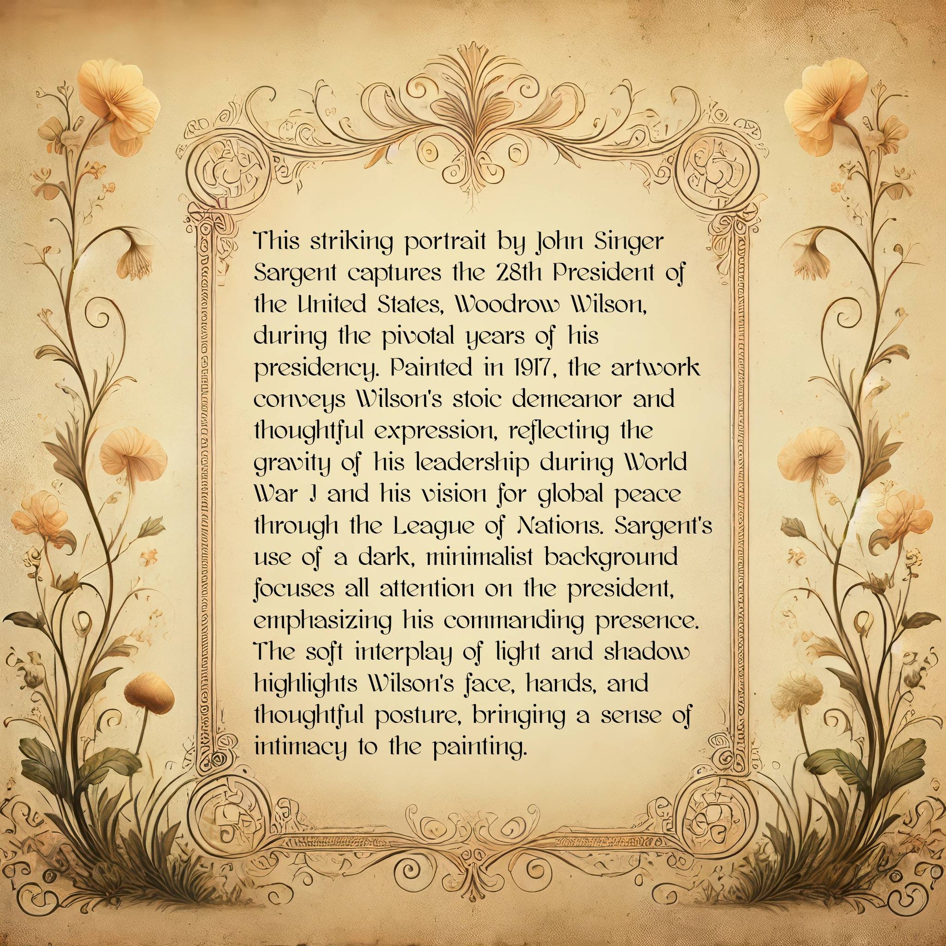 Portrait of Woodrow Wilson, American President