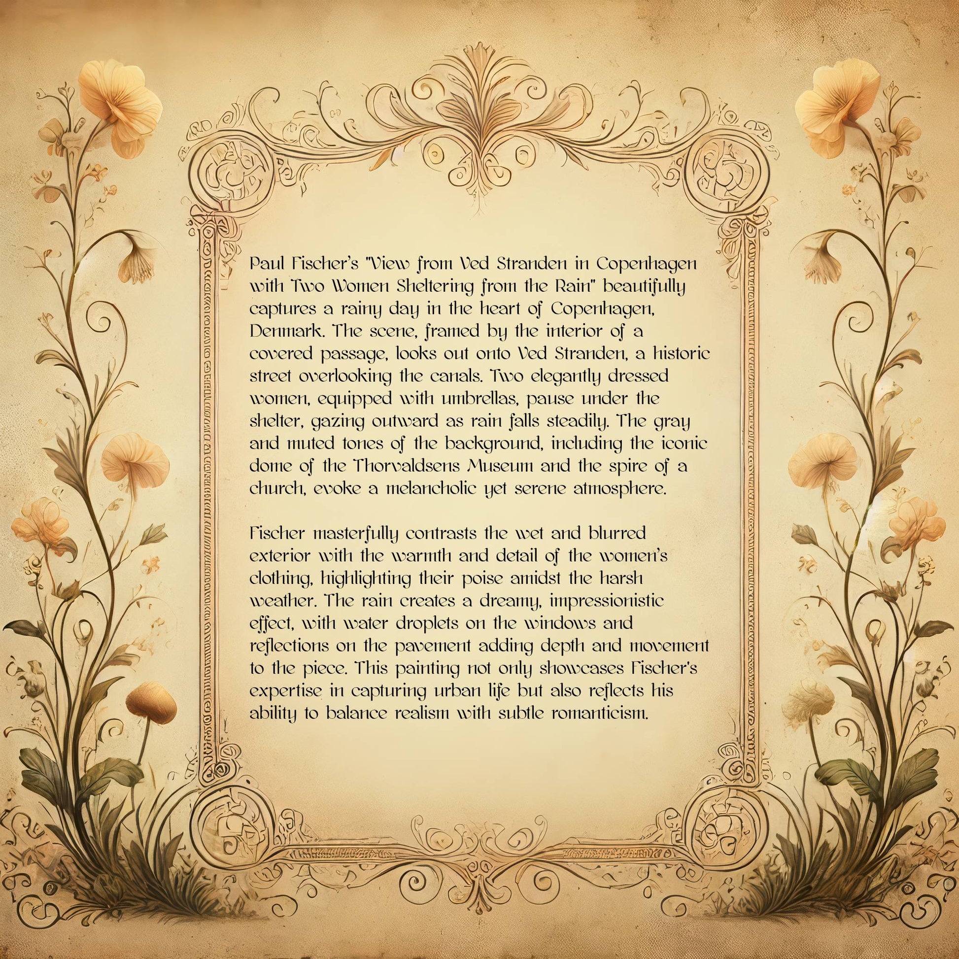 View from Ved Stranden in Copenhagen with Two Women Sheltering from the Rain