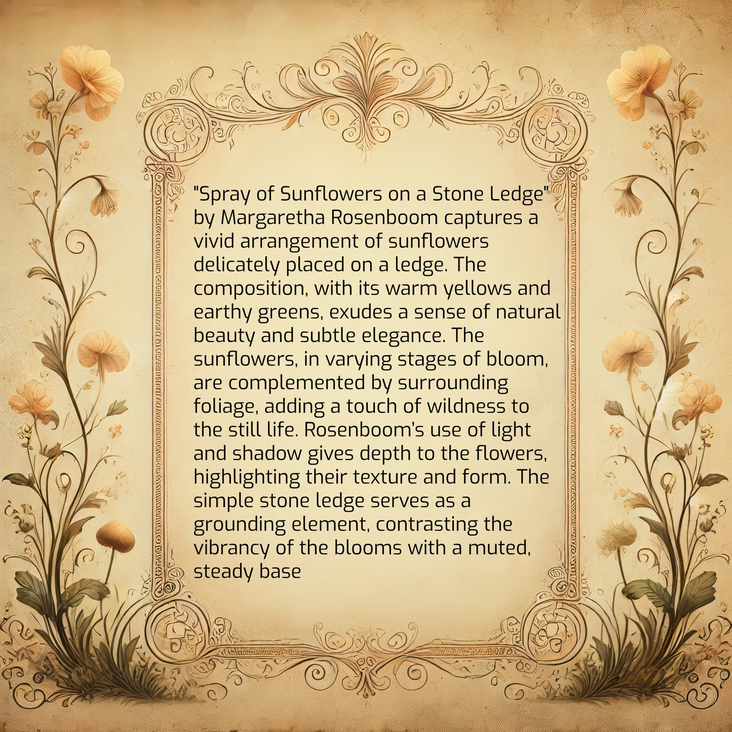 Spray of Sunflowers on a Stone Ledge