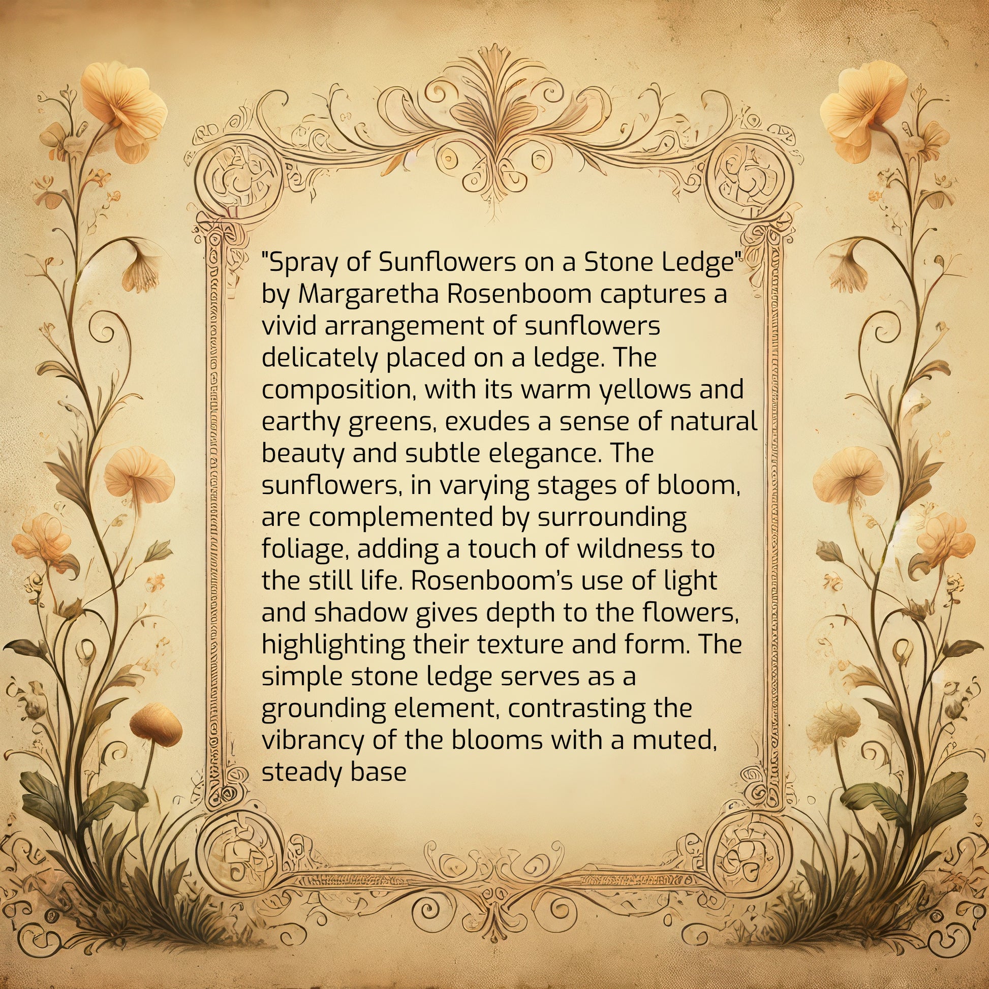 Spray of Sunflowers on a Stone Ledge