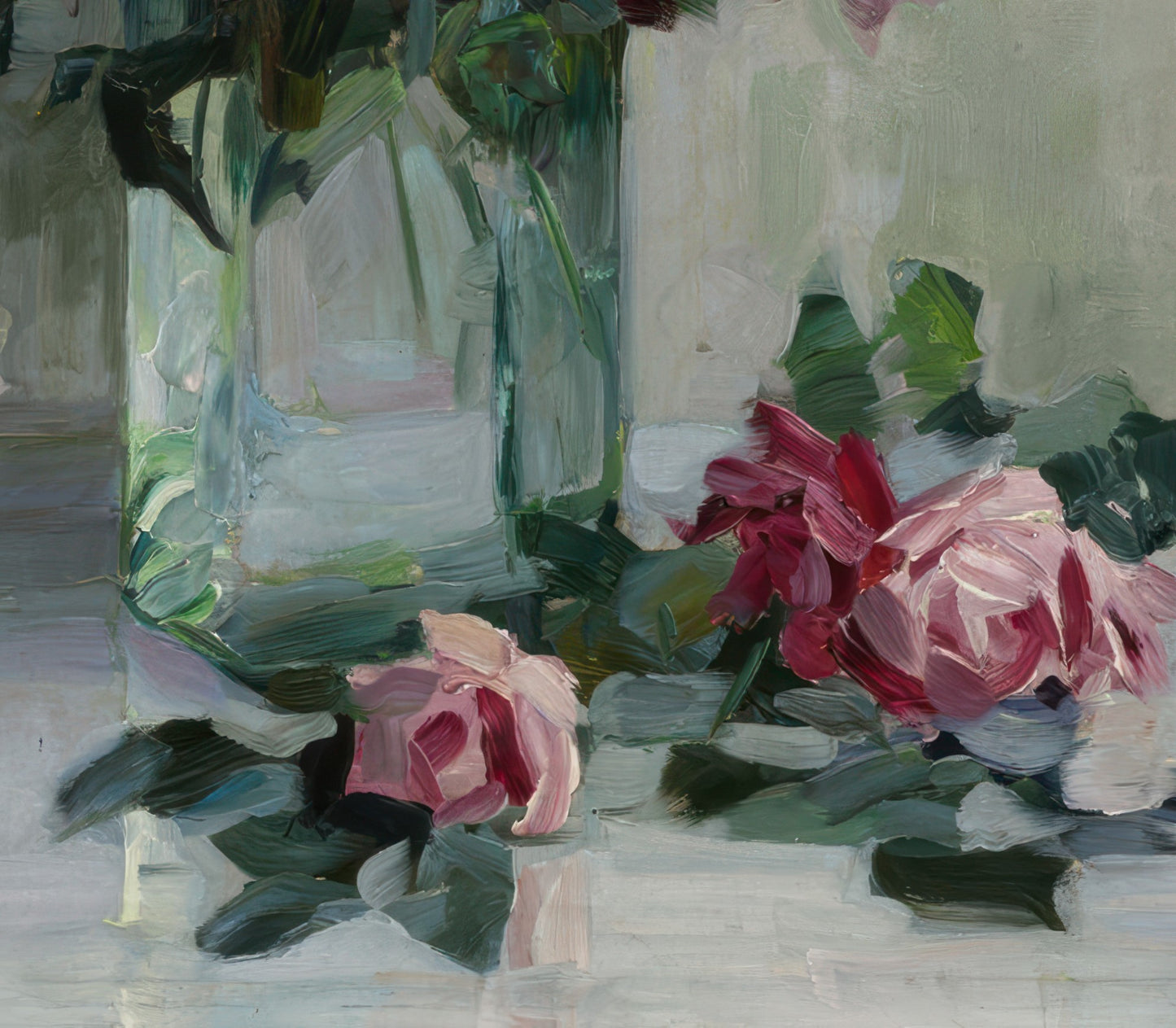 Red and White Roses in a Vase