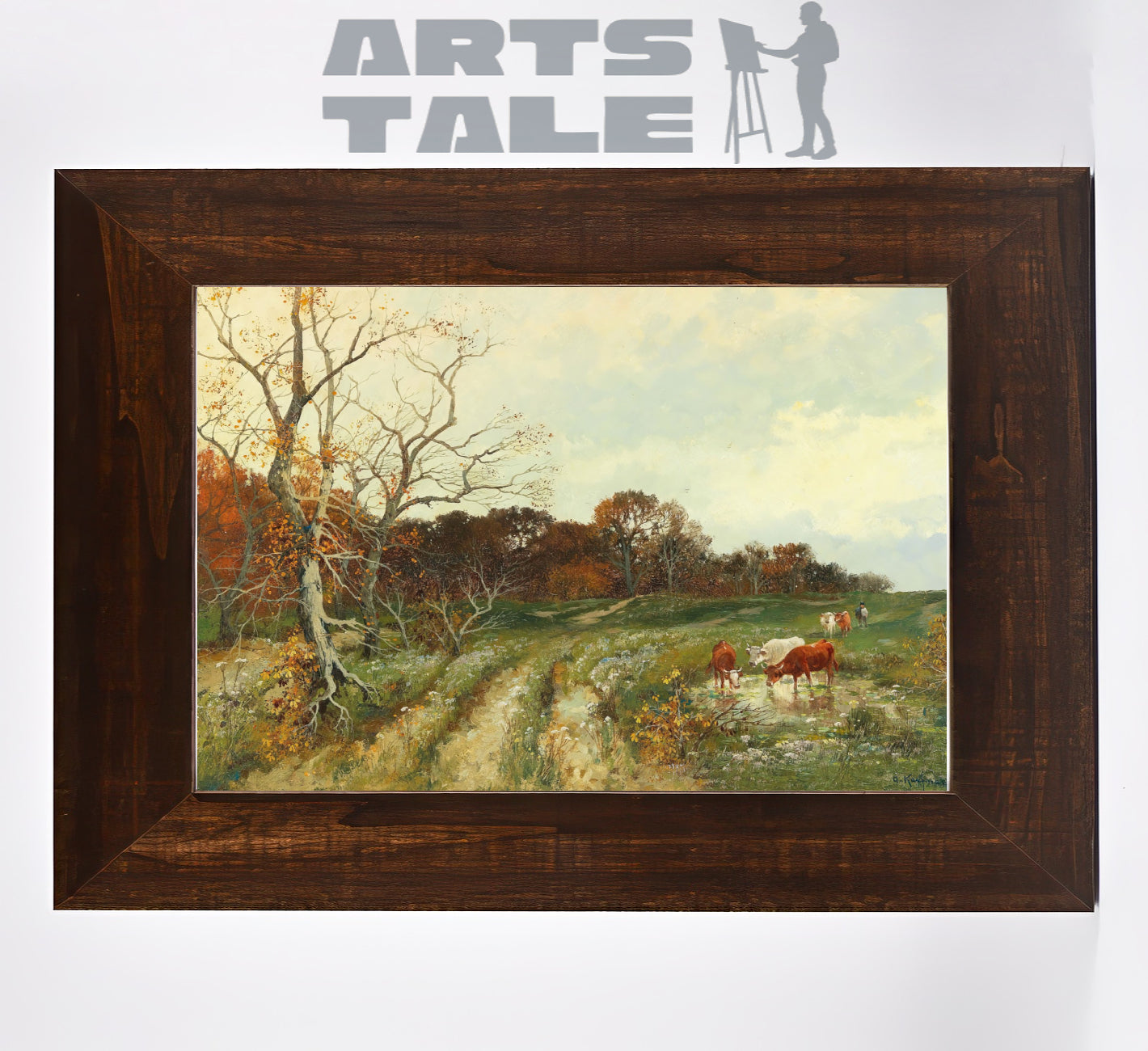 Autumn Landscape with Grazing Cows