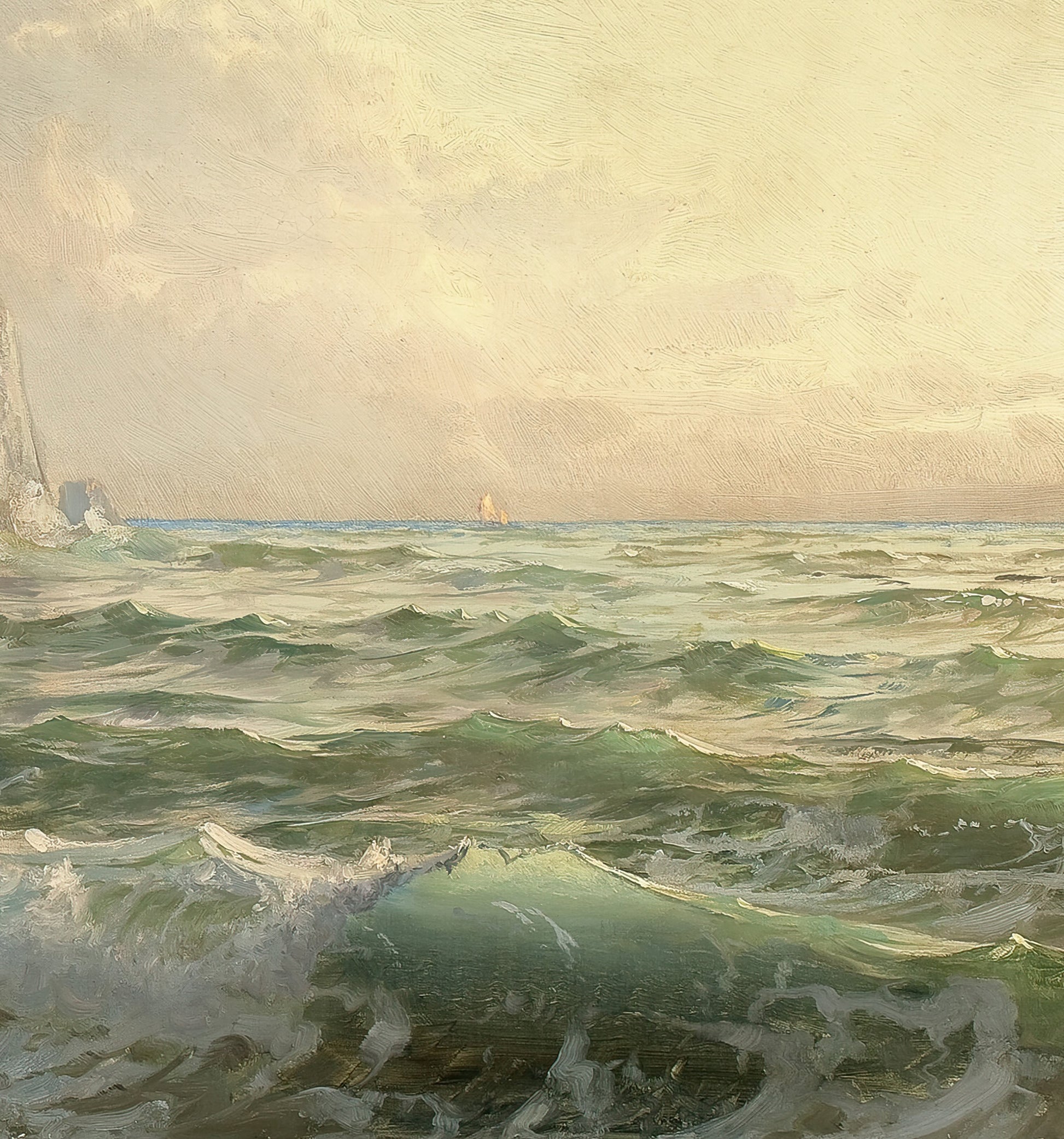 Rocky Cliff in Stormy Sea