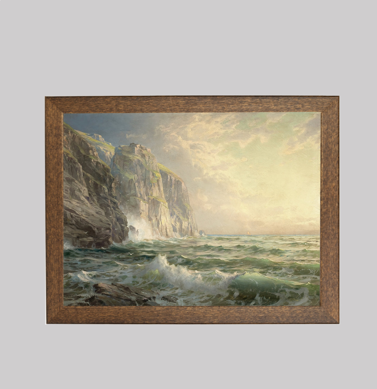 Rocky Cliff in Stormy Sea