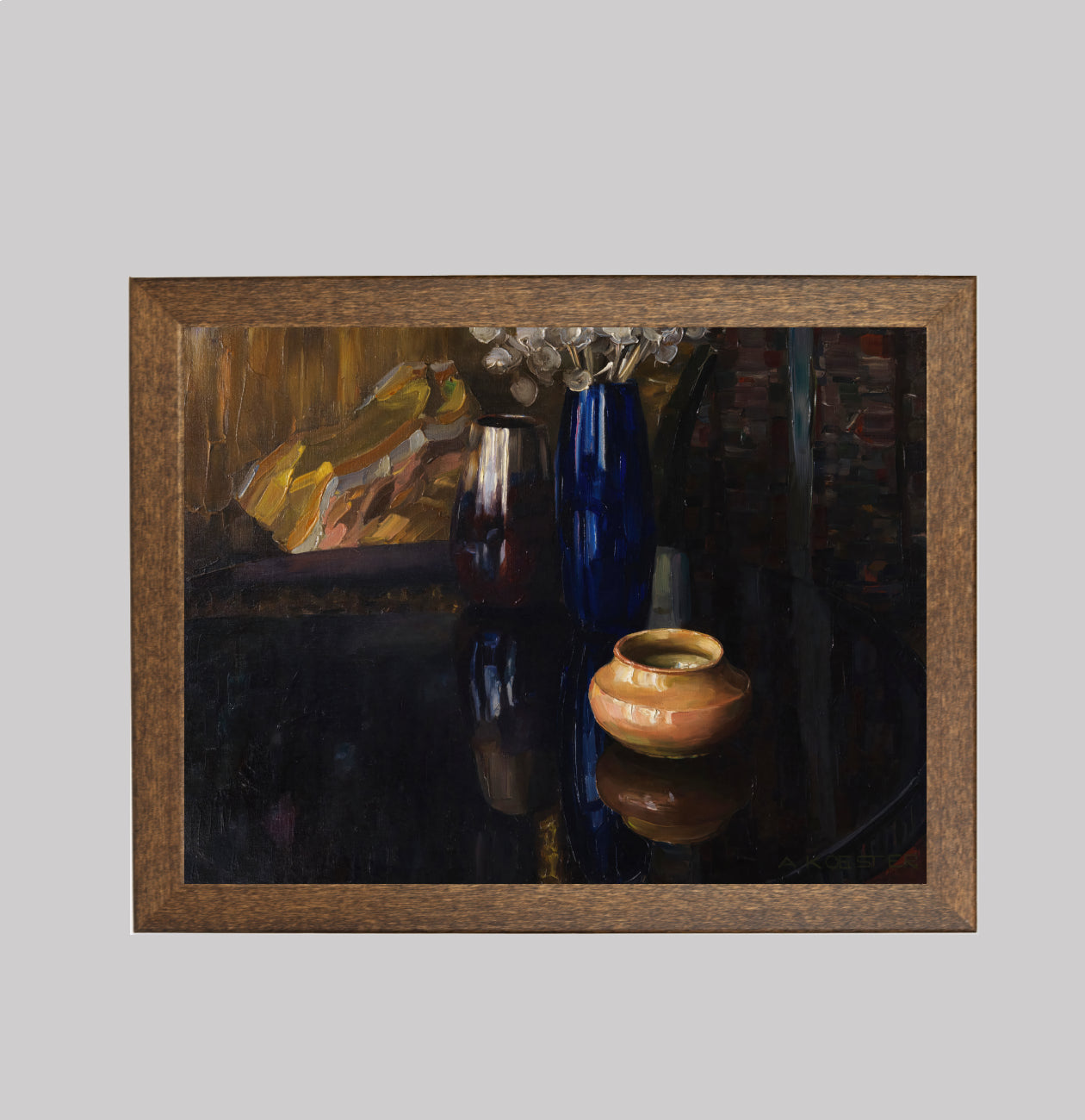 Vase Still Life on Mahogany Table