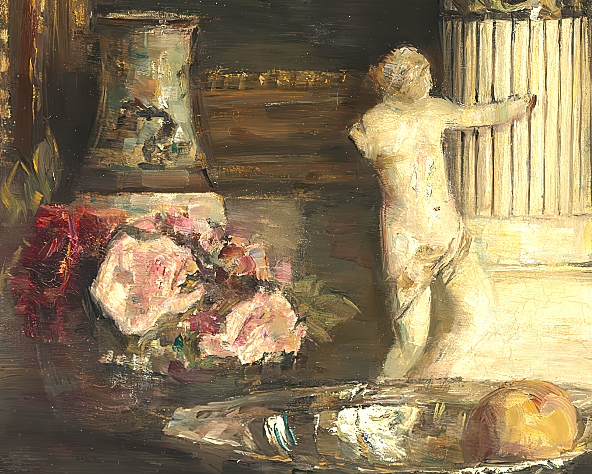 Interior with Various Decorative Objects on a Chest of Drawers in Front of a Painting